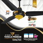 AC/DC Inverter Ceiling Fan Black & Gold – Energy Efficient & Ultra-Quiet Performance -Tehsilia Premium