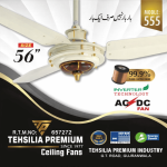 AC/DC Inverter Ceiling Fan White – Energy Efficient & Ultra-Quiet Performance -Tehsilia Premium